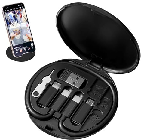 1pcs Multifunctional Data Cable Portable Storage Box Adaptor,Universal Data Cable Conversion Head,Multi-Type Phone Micro USB Type C Adapter Cable Conversion Head Set for Android iOS Laptop Device