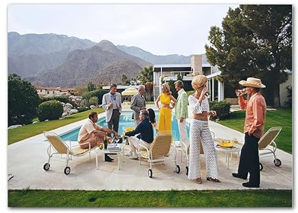 KEYGEM Slim Aarons Poster Sommer Pool Party Fotografie Leinwand Gemälde Schlanke Aarons Wandkunst Schlanke Aarons Drucke für Zuhause Wanddekoration Bild 40x60cm Kein Rahmen