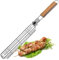 Holzsammlung Grilling Basket, Tragbarer Grillkorb mit Abnehmbarer Griff und sicherer Verschluss, Grillzubehör für den Außengrill, Kabob Grillkorb Edelstahl für Loses Gemüse, Obst, Fisch, Huhn, Fleisch