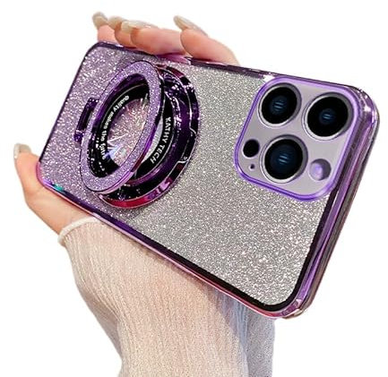 IMEIKONST Kompatibel mit iPhone 11 Pro Hülle, Glitzer Sparkle Design für Frauen Mädchen Handyhülle mit Ring Ständer Galvanisierte Stoßfeste rutschfest Schutzhülle für iPhone 11 Pro. Lila DS1