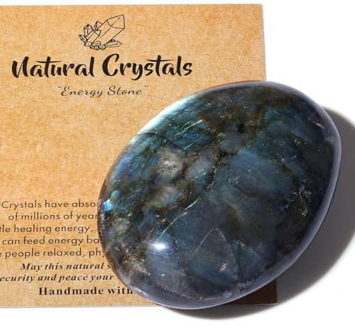 6CM Labradorit Edelsteine Groß, 1 Stück Kristalle Oval Heilung | AWARDSEN Kristall für Reiki Heilung, Handschmeichler, Wiccan Lieferungen, Balancing Meditation Zubehör