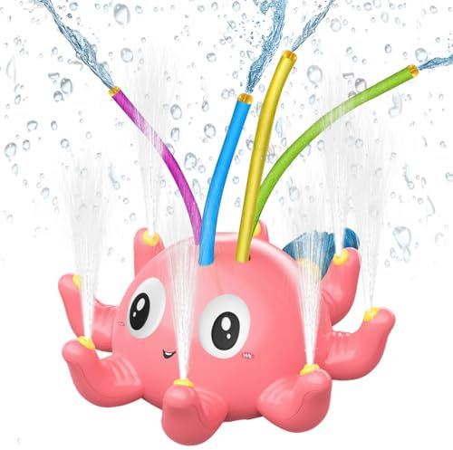 TaimeiMao Wassersprinkler Spielzeug für Kinder, Wasserspielzeug Kinder Krake Sprinkler, Rasensprenger Kinder Sommer Cartoon Tiere Outdoor Garten Spielzeug Sprinkler (Rosa)
