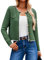 Womens Striped Elegant Cardigans 2024 Summer Open Front Button Down Knit Sweater Office Ladies Outerwear Dark Green XXL