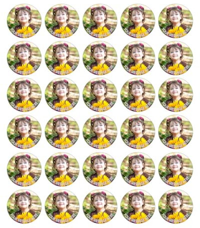 30 x PRECUT Personalised Cupcake Toppers with YOUR Image/Logo/Message - Edible Wafer Paper
