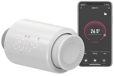 Qiumi LED-Zigbee-Thermostat-Heizkörperventil, eTRV, Smart Life App-Steuerung, Sprachsteuerung funktioniert mit Alexa Googolehome