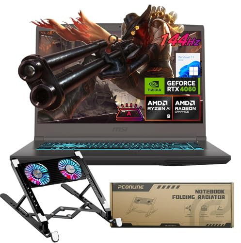 MSI Ultra Thin A15 B8VF VR-Ready AI Gaming Laptop, 15.6 FHD 144Hz, AI AMD Ryzen 9 8945HS, NVIDIA GeForce RTX 4060, 32GB DDR5 RAM, 1TB SSD, Cooler Boost, Bundle with PCO Notebook Fold Radiator, Cooler
