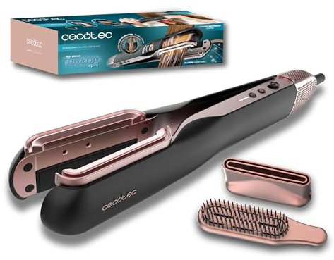 Cecotec Plancha de Pelo con Aire RitualCare Air Lisse 2in1 Black Essential. 1000W, 106000RPM, Función Plasma, Seca y Alisa en 1 paso, Temperatura max 150ºC, Botón Aire Frío, Accesorios Imantados