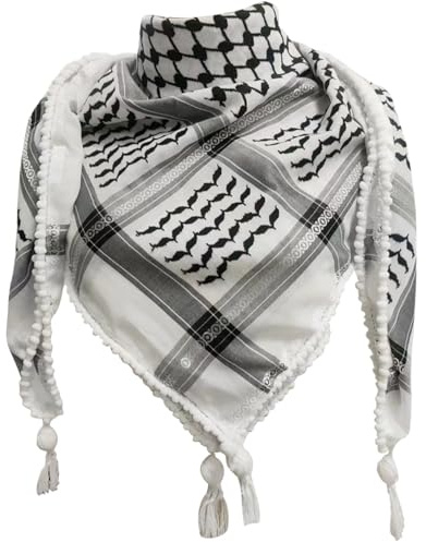 Licsaliwe Palästina -Schal, Cotton Keffiyeh Shemagh Arabisches Kopftuch mit Quasten, Nackenpackung Unisex/48x48in