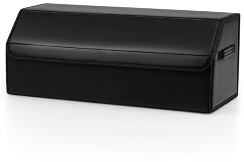 GOPLUS Rangement Coffre de Voiture, Organisateur Coffre Voiture avec Couvercle et Séparateur Amovible, Grande Capacité de Stockage, Poignée Intégrée, pour SUV, Camion, Camping (Noir Lisse,51L)