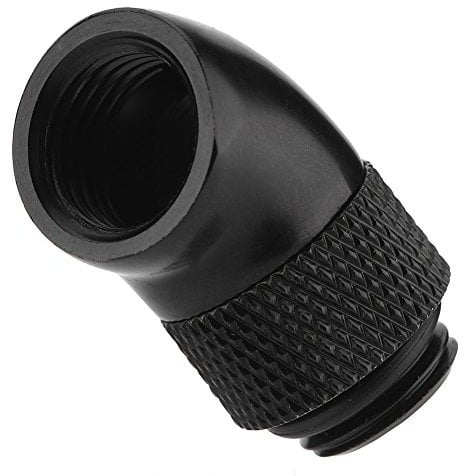 G1 / 4 Gewinde 45 Grad Biegewinkel Rotary Fitting Adapter für CPU Wasserkühlung Schwarz