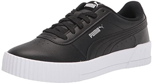 PUMA Women's Carina Sneaker, Black White Silver, 6 UK