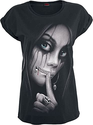Spiral Zipped Frauen T-Shirt schwarz S 100% Baumwolle Rockwear