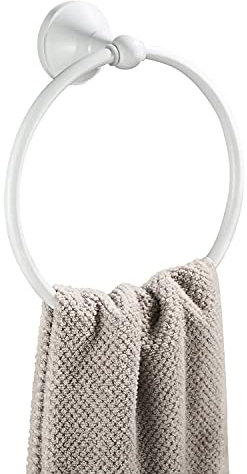 WOMAO Handtuchhalter Weiß Messing Wandmontage Matt Handtuchring Duschwand Bad Küche Zum Bohren für Badezimmer Wand Handtuchhalterung