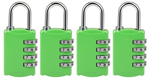 sourcing map Cadenas Combinaison 4 Chiffre, 4mm Acier Manille Code Cadenas Vert 4 Pack