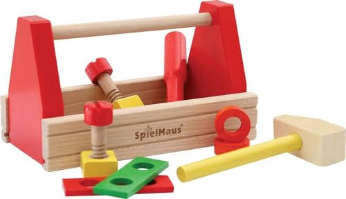 Spielmaus Holz Werkzeugkasten, 10tlg.