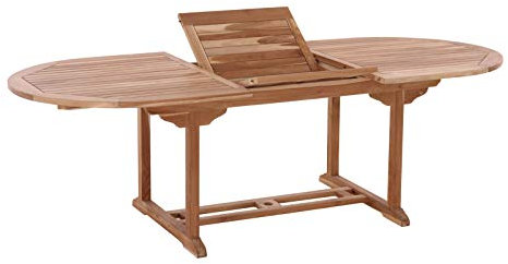 Möbilia® Gartentisch, 180x120 cm oval, ausziehbar, Teakholz L = 180 x B = 100 x H = 75 cm Natur