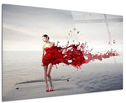 DECLINA Tableau Plexiglas ECLAT de Robe Rouge - Impression Verre Acrylique Moderne Vintage - Décoration Murale pour déco Maison, Cuisine, Salon, Chambre, Bureau - 120x80 cm