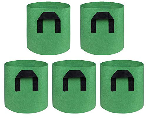 Mintice 5Pcs Sac à Plantes Sac de Culture pour légume Plantation Croissance latérale Pots récipient Respirant de planteur Jardin pour Pomme de Terre, Tomate, Carotte 10 gallons Vert