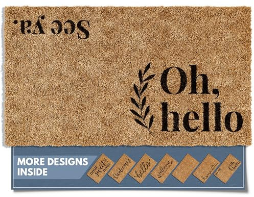 Barnyard Designs ‘Oh Hello, See Ya’ Doormat, Indoor/Outdoor Non-Slip Rug, Front Door Welcome Mat for Outside Porch Entrance, Home Entryway Farmhouse Decor, 76 x 43cm