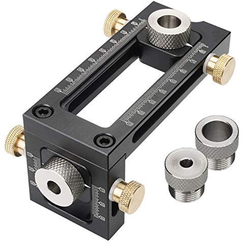 ArtisanShow 2-in-1 Adjustable Woodworking Drilling Puncher Locator Dowel Drill Guide Kit,4-Hole 6/8/10/12mm Pin Fixture Woodworking Hole Drill Bit Set for Bed Cabinet Screws Punch Locator