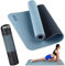 BAKAJI Tappetino Yoga in TPE Ecologioco Doppio Strato Antiscivolo Alta Densità Materassino Tappeto Allenamento Fitness Aerobica Palestra Dimensione 180 x 61 cm con Custodia (Azzuro/Blu Scuro)