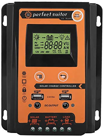 Solar Controller, 12V / 24V A MPPT Solarladeregler Solarpanel-Batterieregler Dual-USB-LCD-Display(30A)