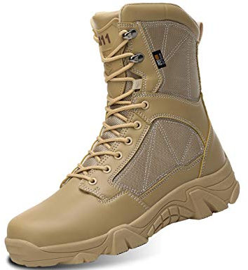 IYVW 5.AA A003 Wüste Armee Combat Patrol Tactical Einsatzstiefel mit Reissverschluss Seude Leder Jungle Stiefel Tactical Boot Grau Tarnung 44EU