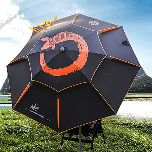 Refue Ombrellone da Spiaggia da Pesca Pieghevole 200cm Inclinabile Protezione UV Antivento Ombrello Parasole da Esterno Grande per Mare Portatile（Nero） (Size : 240cm/7.8ft)