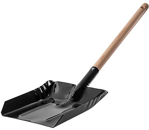 KADAX Pala para cenizas de metal, pala de carbón con mango de madera, recogedor pequeño, recogedor, cuchara de carbón, pala para horno, pala para chimenea (grande)