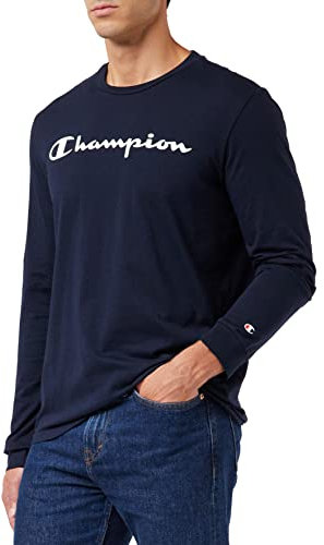 Champion Herren American Classics Big Logo L-S T-Shirt, Marineblau, L