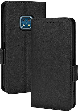 WEIOU Leather Folio Cover per Nokia XR20 Case, Custodia in Pelle PU Magnetica Libro Flip Portafoglio Bumper con [Funzione Stand]. Nero