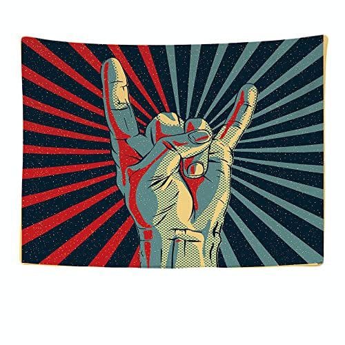 Ulticool - Wandteppich Tapestry Dekoration Wohnung - Rock Hand Music Retro Vintage - 200 x 150 cm groß - Wandtuch Wandbehänge - Accessoires für Schlafzimmer Wohnzimmer Kinderzimmer
