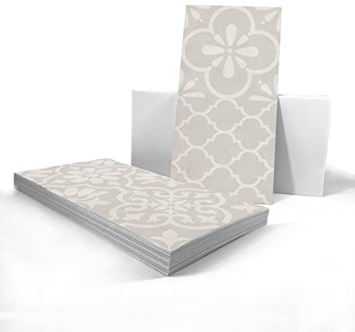 Alwayspon Vinyl-Bodenfliesenaufkleber, rutschfest, selbstklebende Rückseite, Fliesenaufkleber für Küche, Badezimmer, selbstklebend, abziehen und aufkleben, PVC Retrograu, 30 x 15 cm, 24 Stück