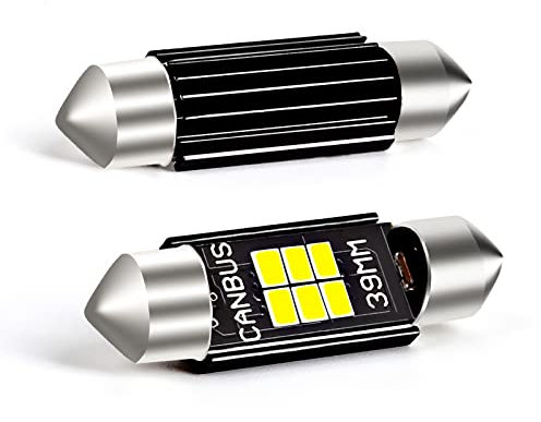 XELORD C5W LED 39mm Lampadine 6000K Bianco Per Cupola Del Festone Luci Interne Auto,Luci laterali,Posizione,Cortesia Luce(2 Pezzi)
