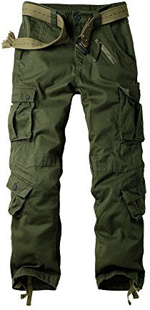 Aeslech Mens Cargo Work Combat Trousers Tactical Army Military Casual Cotton Workwear with 8 Pockets Army Green 38