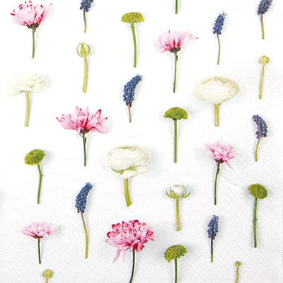 20 Servietten Einzelne Gr?ser und Blumen | Frühling | Sommer | basteln | neutral | zeitlos | Tischdeko | Decoupage | Serviettentechnik 33x33cm