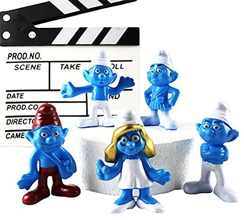 Die Schlümpfe Figuren Set, 5 Pcs Cupcake Figures Tortendeko Cake Topper für Smurfs, Mini Figuren Set Cake Topper, Cake Decoration Figures, Karikatur Tortendekoration für Kindergeburtstagsfeiern