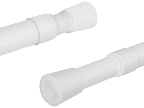 Youyijia 2PCS Extendable Curtain Poles No Drill Spring Net Curtain Pole 84-150cm Voile Curtain Tension Pole Adjustable Telescopic Rods Extendable for Kitchen Cupboard Bathroom Window