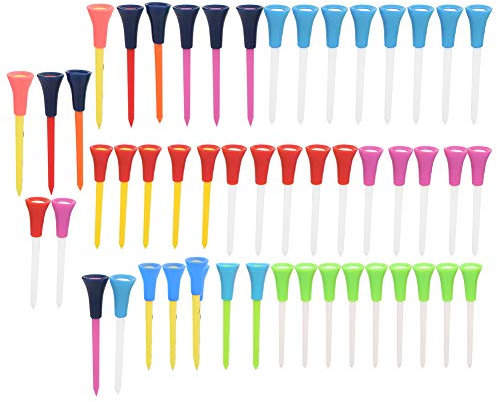 Golf-Tees aus weichem Gummi, 83 mm, verschiedene Farben, unzerbrechlich, flexibel, 50 Stück