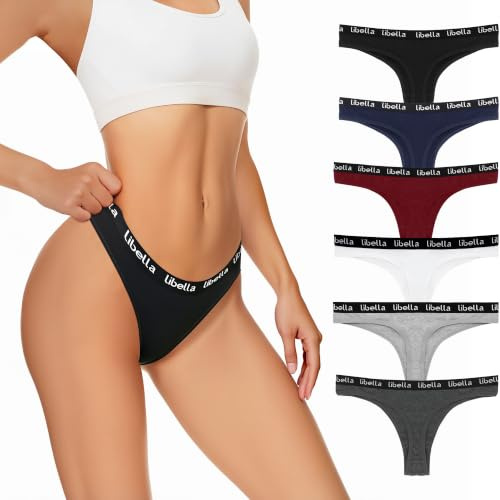 Lakpoau 6er Pack Tanga Damen String Baumwolle Unterwäsche Frauen | Brazilian Slip Tangas Set mit Low Waist Atmungsaktiv Elastischer Sportbund Thongs Women Unterhosen Mehrpack S-XL