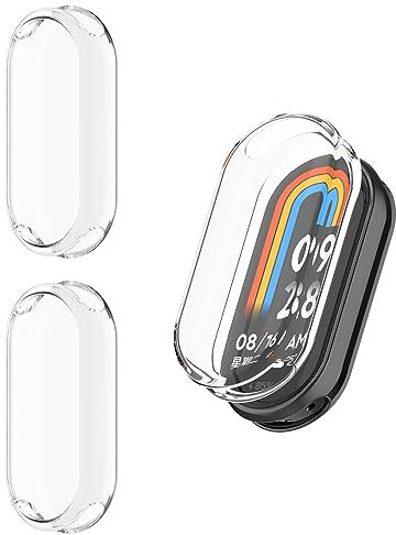 HOMTERN Paquete de 3 fundas protectoras compatibles con XIAOMI Band 8, TPU suave, ligera, a prueba de caídas, a prueba de arañazos, pantalla flexible, cubierta completa, paquete de 3 unidades