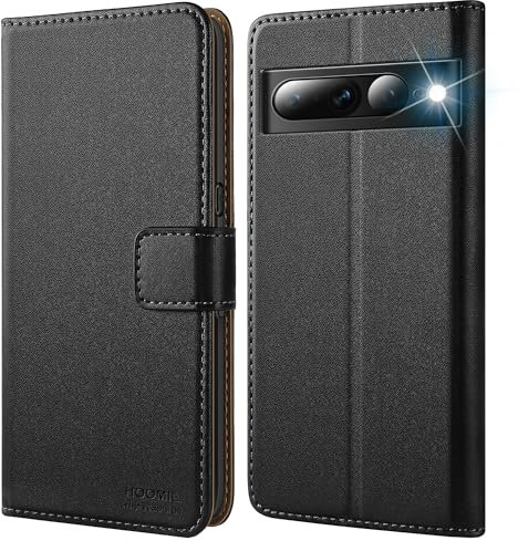 HOOMIL MagFlip Handyhülle für Google Pixel 7 Pro Hülle, [Erstklassige Handwerk] Premium Leder Tasche Klappbar Case Schutzhülle - Schwarz