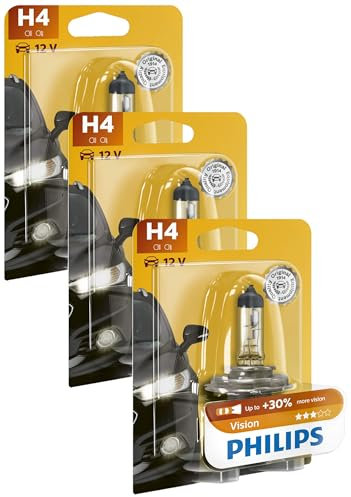 Philips 12342PRB1 Vision +30% H4 Scheinwerferlampe 12342PRB1, 1er Blister (Packung mit 3)