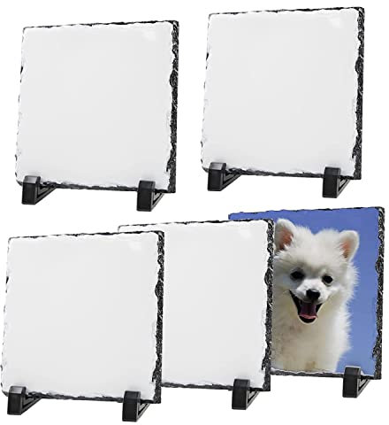 Echwave Paquete de 5 Piezas en de sublimación de Fotos de Transferencia de Placa de Fotos de de 6 x 6 Pulgadas con Soporte