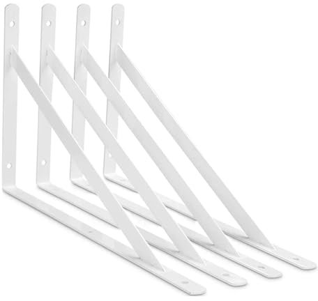 4 Stück Regalträger Eisen Dreieckshalterung Wandmontage,Regalhalterung Halterung Tablarträger Rechte Fachboden-Träger für Tischplatten Klapptisch Wandtisch (160mm×250mm,White)