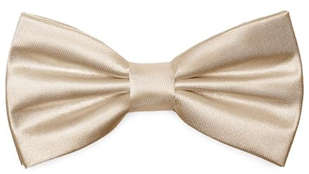 Ladeheid Elegante Herren Fliege - Hochwertig, Glänzend, Verstellbar, Perfekt für Hochzeit, Party, Büro. Ideal für Männer, Frauen, Teenager BMS (12cm x 6cm, Beige)