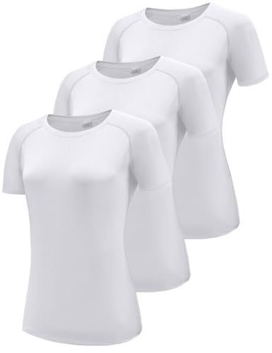 Boyzn Women's 3 Pack Short Sleeve Tee Shirts for Women, Quick Dry UPF 50+ Sun Protection Running Shirts, Workout Yoga Shirts Activewear T-Shirts for Women, Outdoor Athletic Gym Yoga Top White-3P17-M