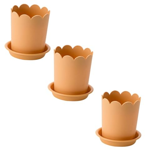 POPETPOP 3ensembles Pots De Plastique Orange avec Base De Pots De Jardinage Multipurpose pour Balcon Et Intérieur pour Plantes Et Bonsai