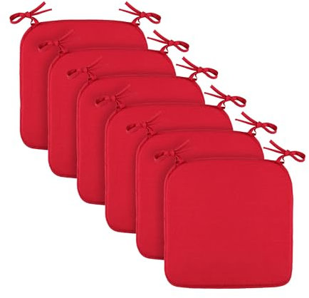 Bestlivings Sitzkissen (6er Pack/Bordeaux) Stuhlkissen mit Haltebändern 38cm x 38cm - Öko-Tex Zertifiziert - Sitzauflage Uni, Canvas Stuhlauflage