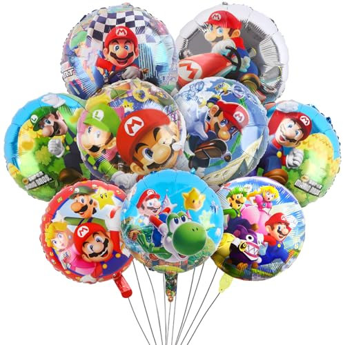 Luchild Ma-rio Party Decorations - Super Bros Birthday Balloons for Girls Boys Kids - Foil Helium Balloon Supplies for Brother Theme Happy Birthday